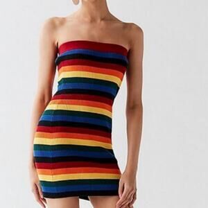Urban Outfitters Rainbow Tube Mini Dress size M